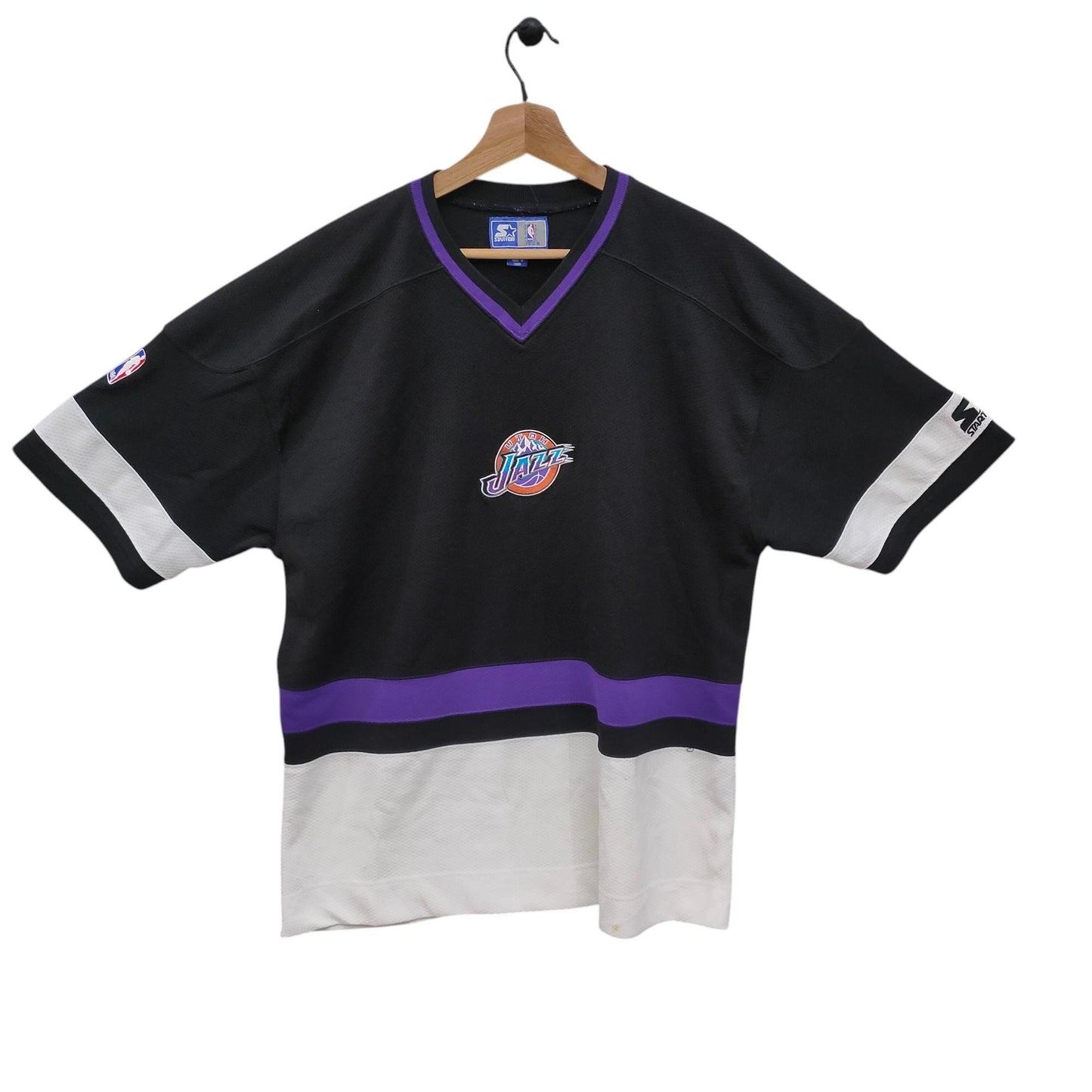 Vintage Utah Jazz NBA Basketball Jersey Starter NBA Jersey Black Purple and White Size Large Jersey – Aesthetic Look · Trending Graphic Apparel