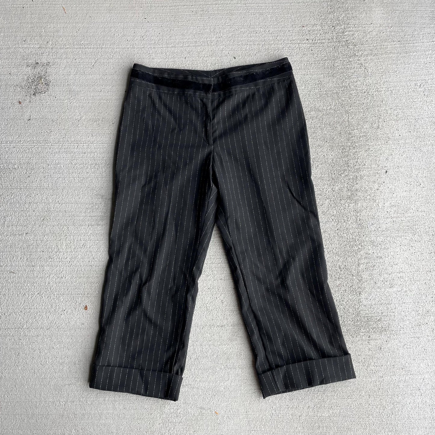 y2k vintage 2000s black pinstripe cropped capri pants fredericks of hollywood size small Graphic Tee – Bold Style · Must-Have Style