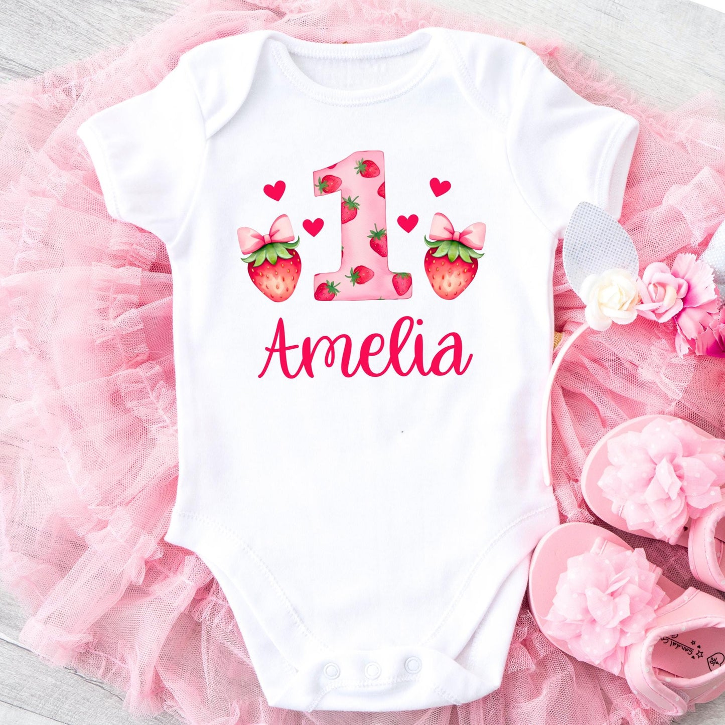 Strawberry First Birthday Bodysuit Strawberry Birthday Shirt Personalized 1st Birthday Gift Berry First Birthday Shirt Strawberry Shirt Baby Graphic Tee – Fan Favorite · Must-Have Style