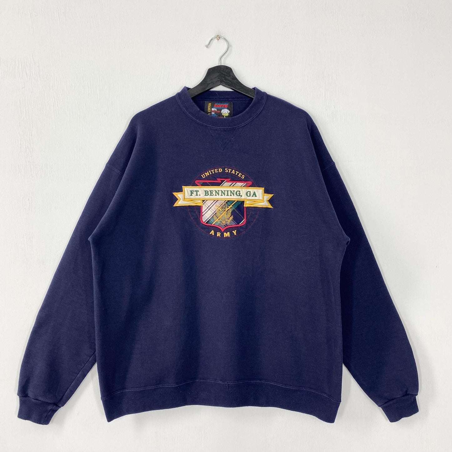 Vintage 90s US Army Sweatshirt Military Army Crewneck Fort Benning Sweater Pullover Military United State Army Embroidered Logo Blue XLarge Sweatshirt – Everyday Comfort · Trending Graphic Apparel