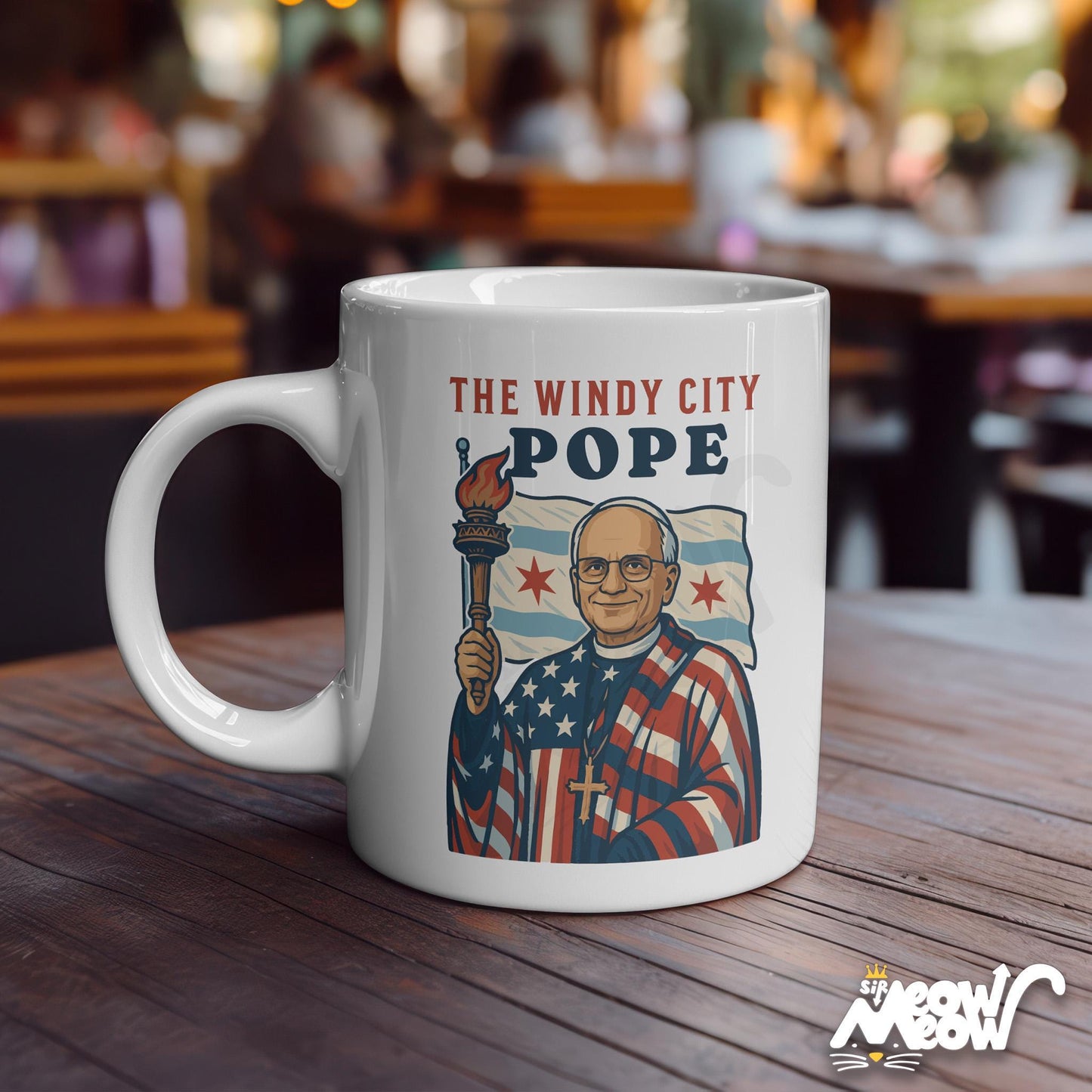 Pope Leo XIV quotWindy Cityquot Mug First American Pope Coffee Cup with Chicago USA Flags Catholic Gift Graphic Tee – Soft Feel · Great Gift For Fans
