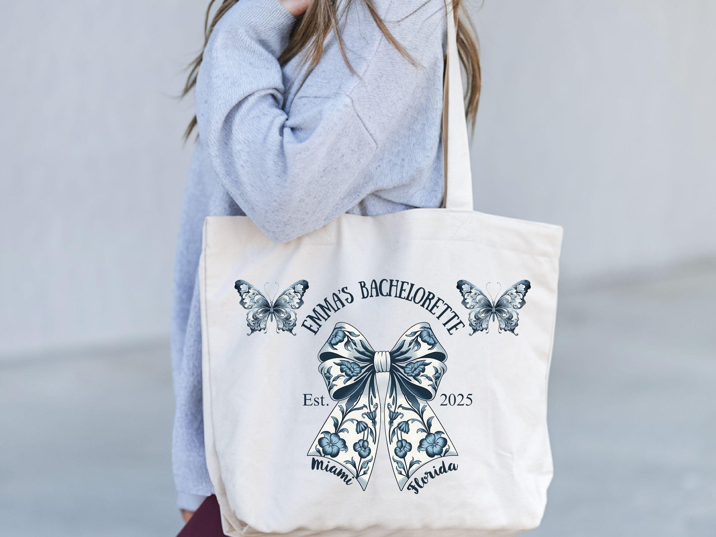 Personalized Bridal Bow Script Tote Bag Custom Bridesmaid Gift Bags Customized Bachelorette Coquette Totes Girl Wedding Party Bag Tote Bag – Everyday Comfort · Perfect For Daily Wear