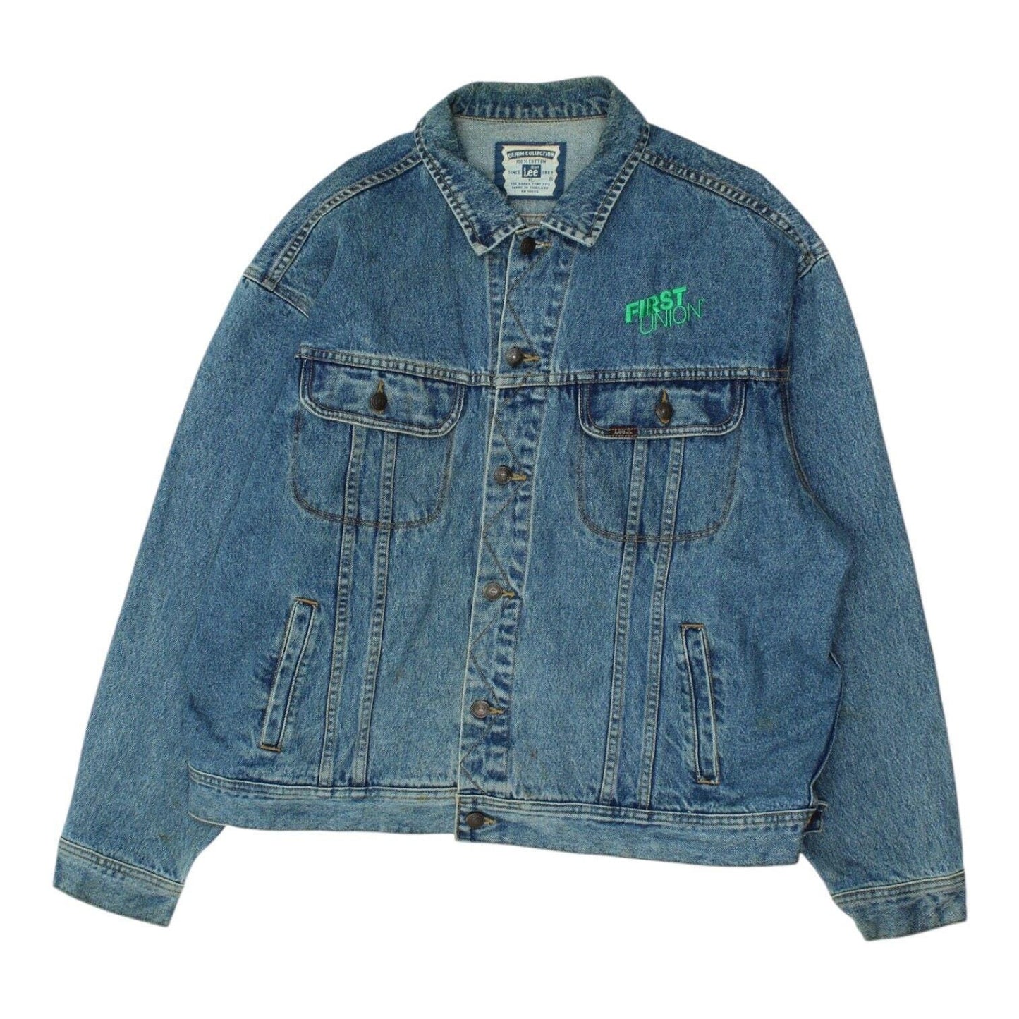 Lee Denim Jean Jacket Vintage Mens Designer Blue Button Up First Union Collar Graphic Tee – Feel-Good Design · Top Pick For Any Outfit