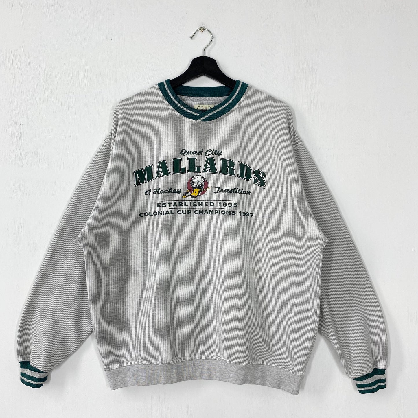 Vintage 90s Quad City Mallards Sweatshirt Mallards Crewneck Mallards Sweater Pullover Sportswear ECHL Quad City Mallards Print Logo Large Sweatshirt – Warm & Stylish · Trending Graphic Apparel