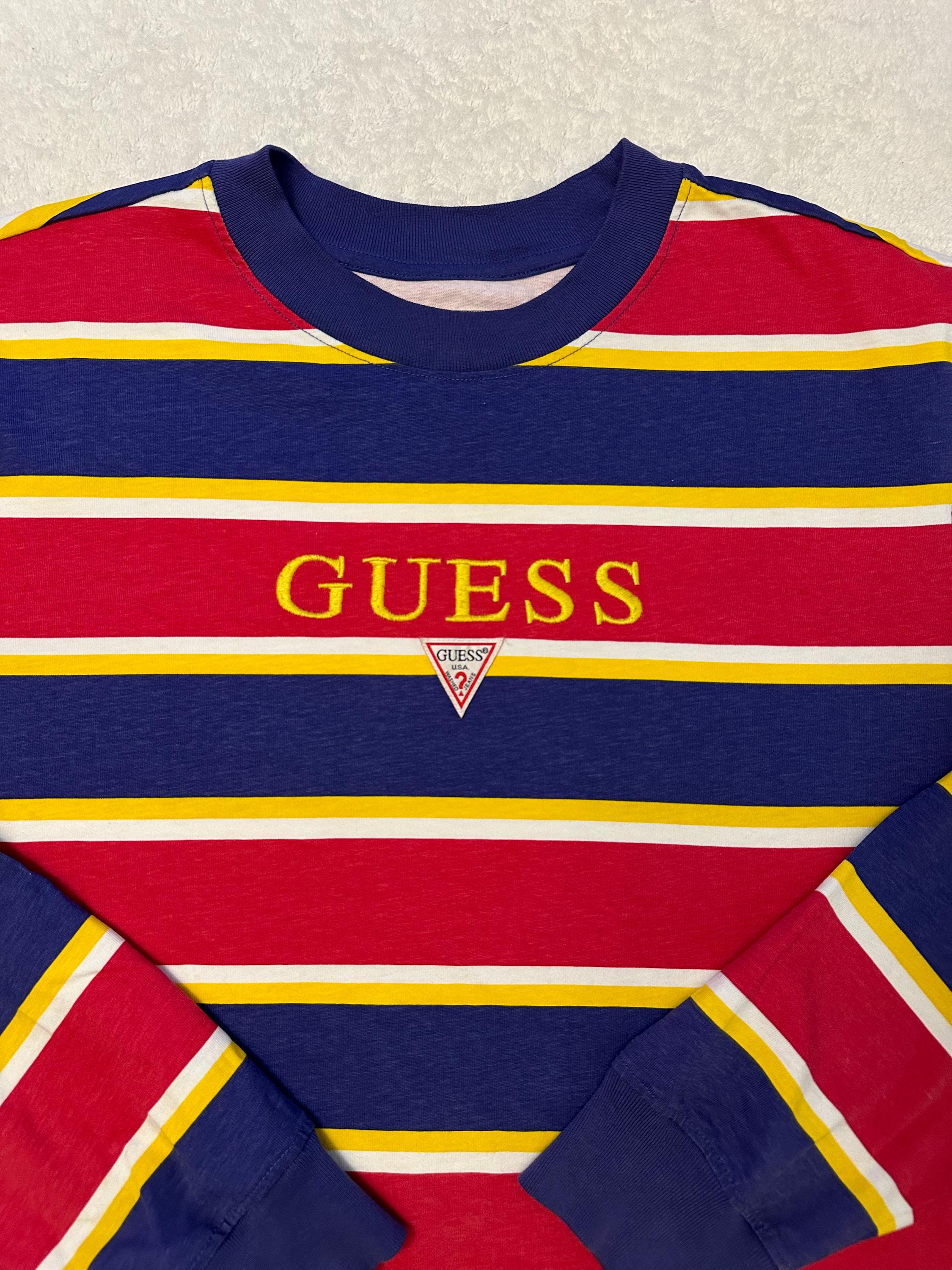 Vintage 2000s Y2K Guess Originals Striped Streetwear Long Sleeve T Shirt M L NEW Graphic Tee – Bold Style · Must-Have Style