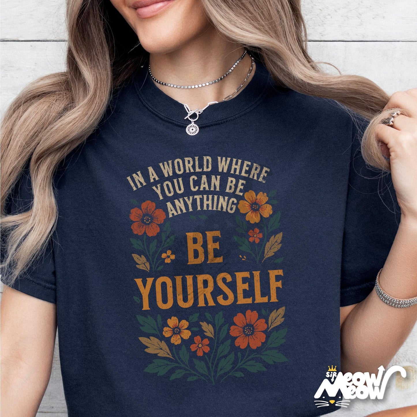 Be Yourself T Shirt Floral Quote Tee Positive Self Love Graphic Shirt Motivational Unisex Gift Graphic Tee – Premium Graphic · Must-Have Style