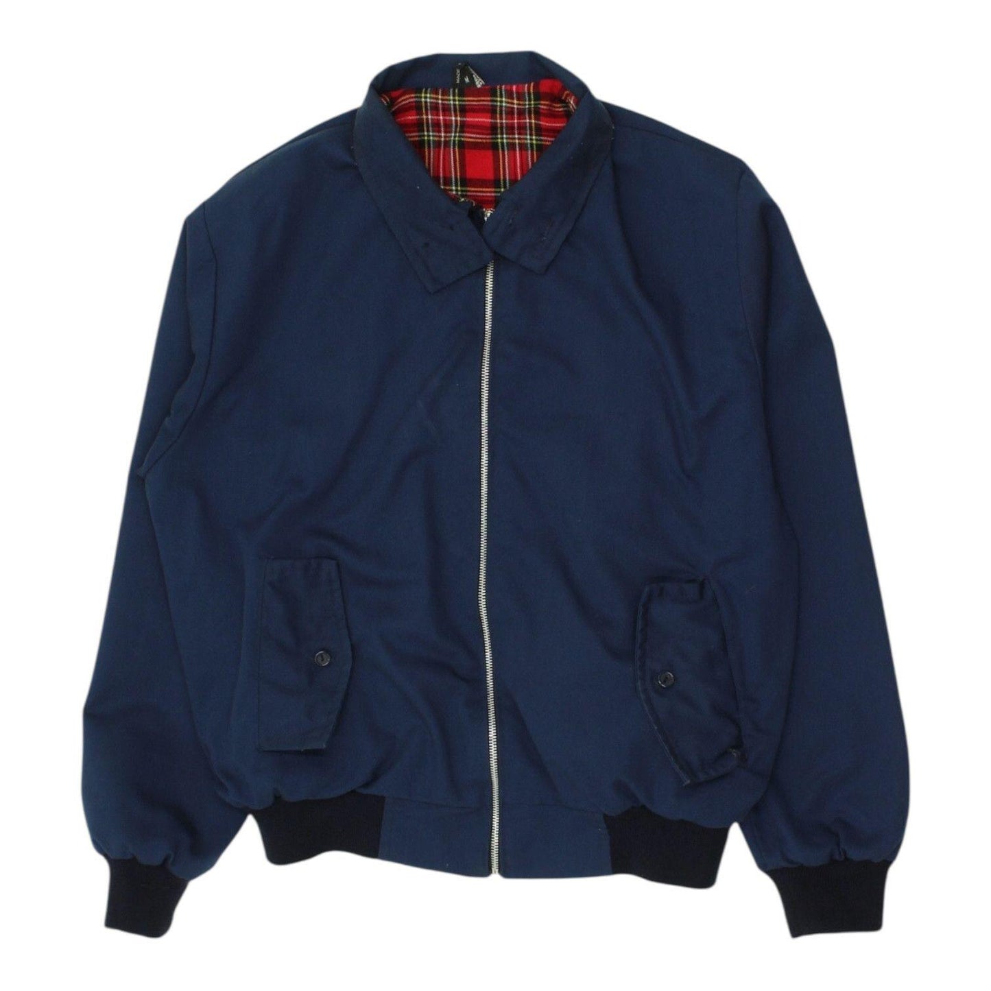 Vintage Bomber Style Jacket Mens Navy Blue Mod Full Zip Collared Graphic Tee – Aesthetic Look · Must-Have Style
