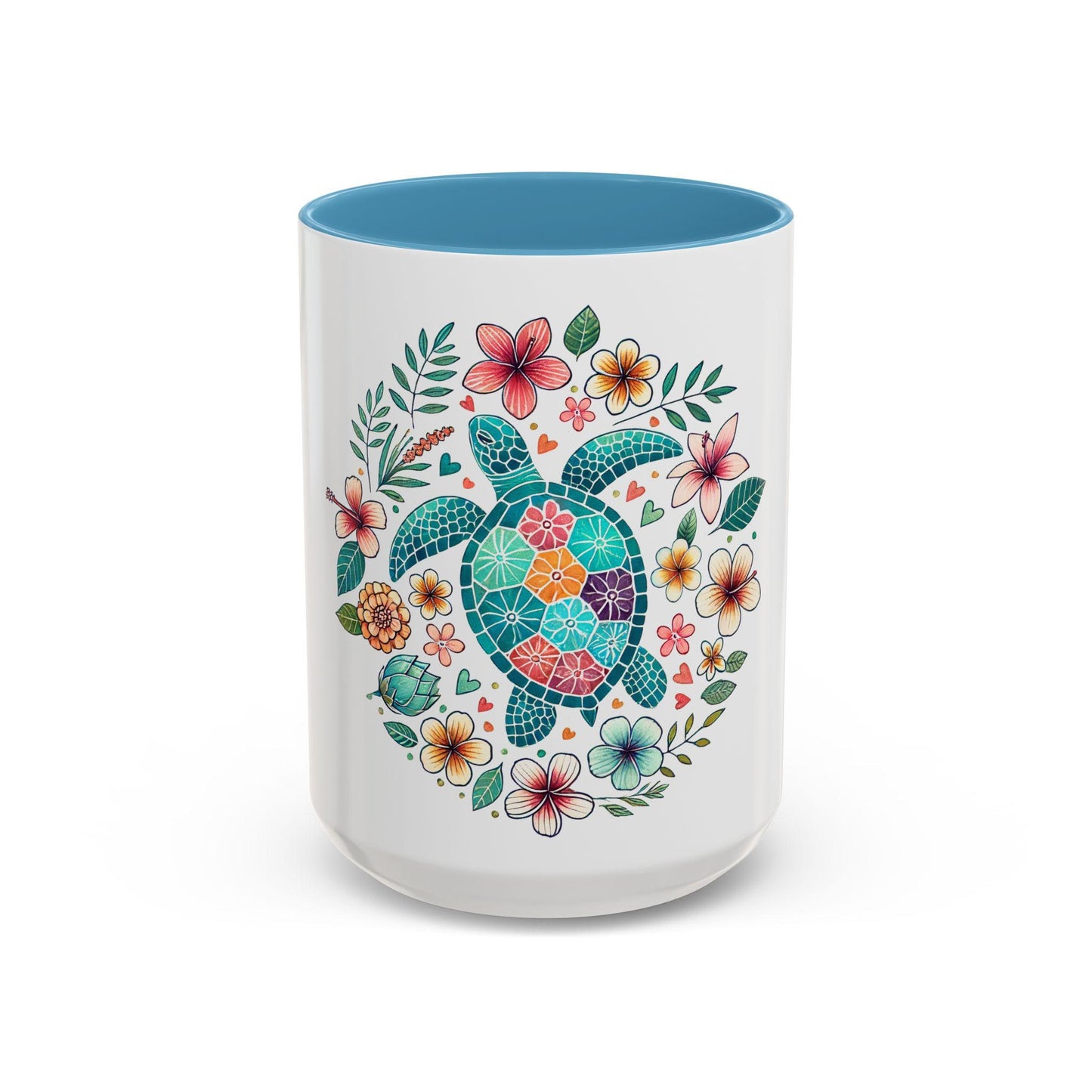 Tropical Turtle Accent Coffee Mug Floral Design Gift for Nature Lovers Beach Decor Eco Friendly Mug Perfect for Any Occasion Graphic Tee – Premium Graphic · Top Pick For Any Outfit