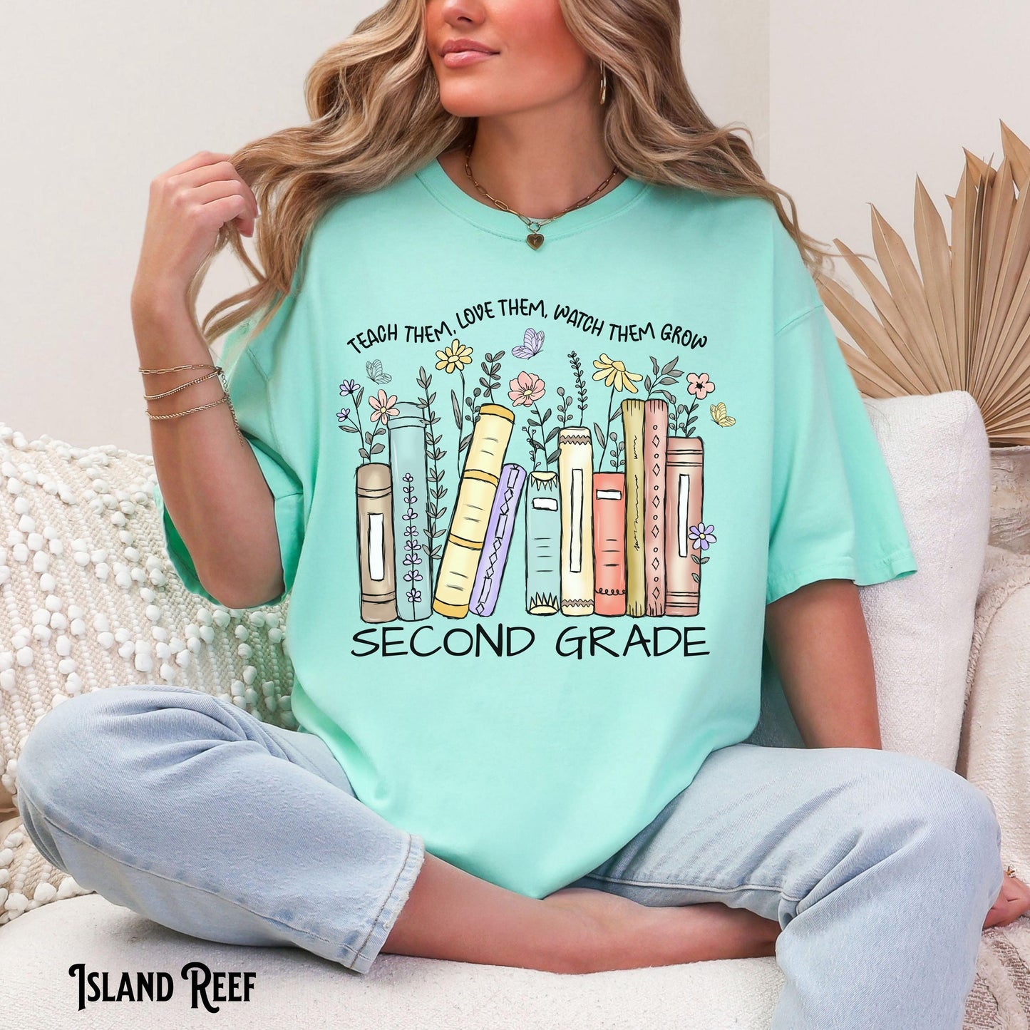 Second Grade Teacher Shirt Teacher Tee 2nd Grade T Shirt Back to School Books Flowers Appreciation Gift for Teacher Graphic Tee – Aesthetic Look · High-Quality Print