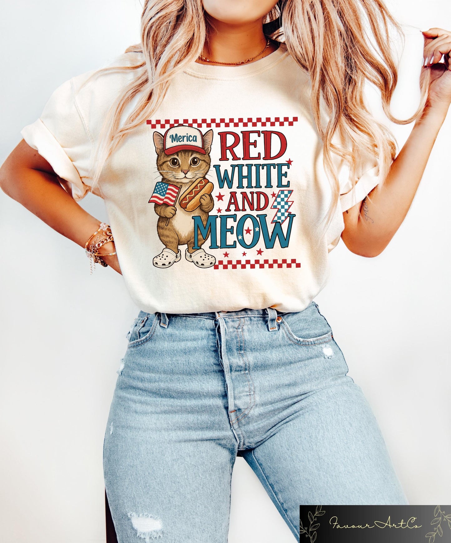 4th Of July Red White And Meow T shirt Patriotic Cat Shirt Funny American Cat Crewneck Independence Day Gift USA Flag Crewneck Graphic Tee – Warm & Stylish · Top Pick For Any Outfit