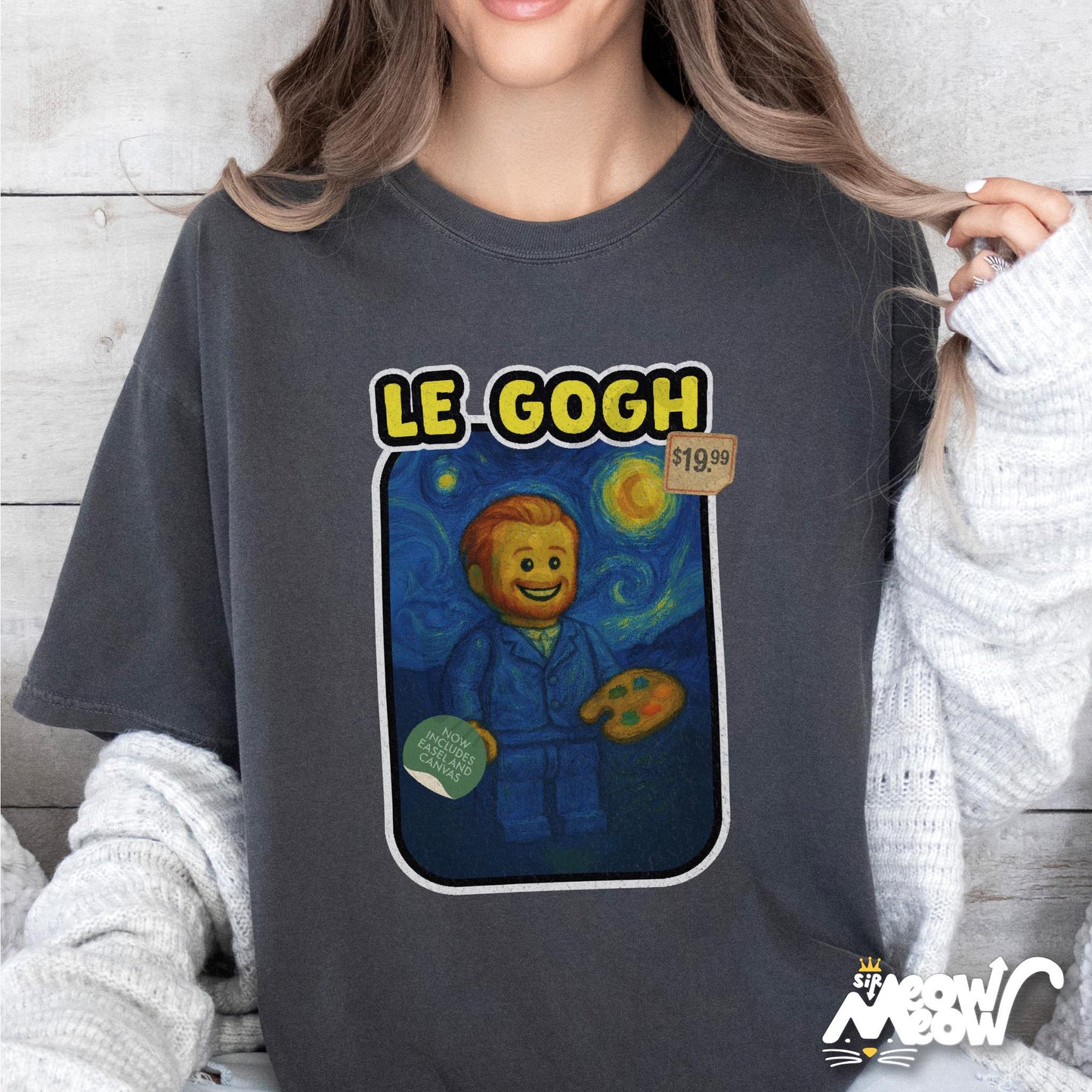 Le Gogh T Shirt Block Art Van Gogh Parody Tee Retro Starry Night Graphic Artist Gift Graphic Tee – Warm & Stylish · Great Gift For Fans