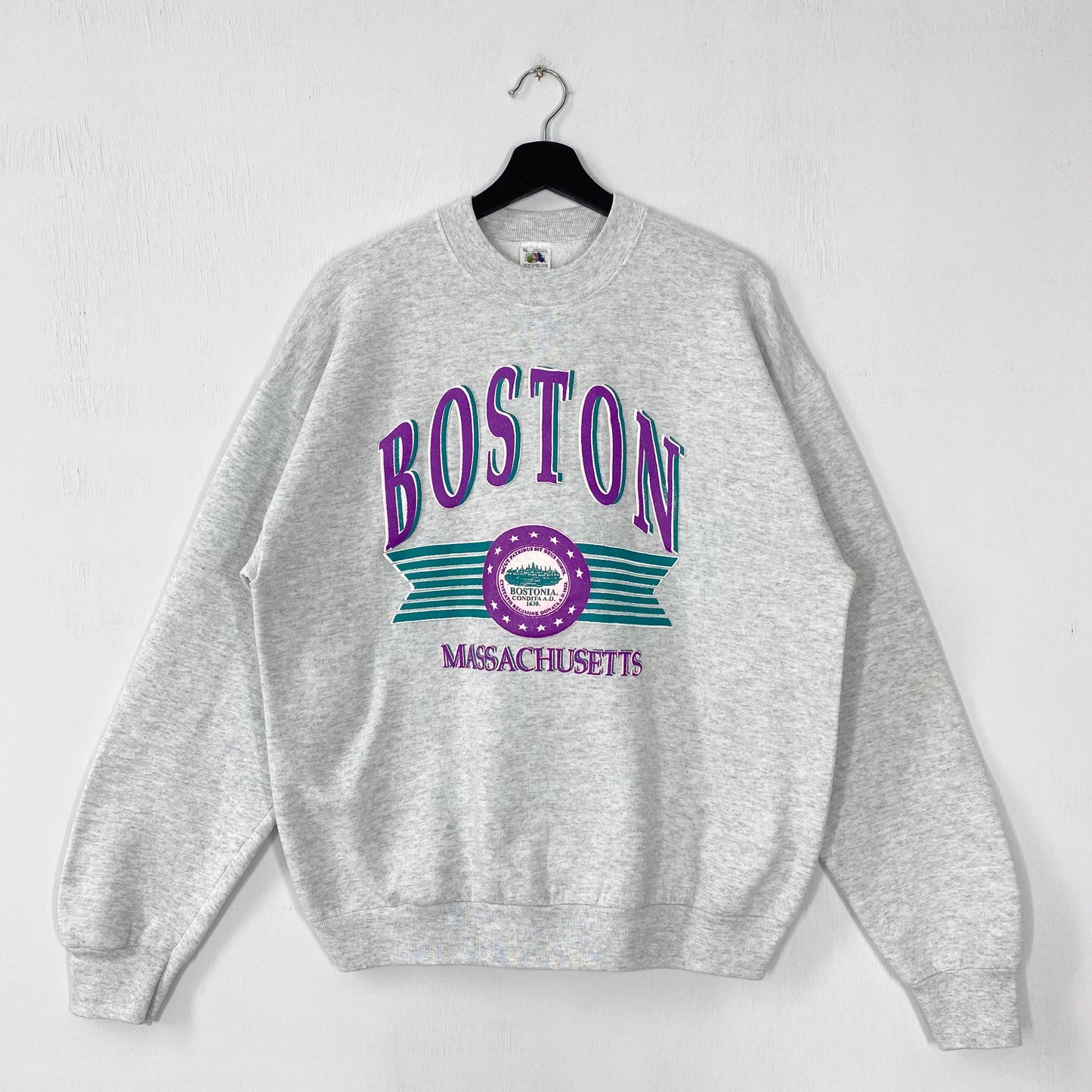 Vintage 90s Boston Sweatshirt Boston City Crewneck Massachusetts Sweater Pullover Boston Massachusetts Print Logo Grey Large Sweatshirt – Easygoing Wear · Top Pick For Any Outfit