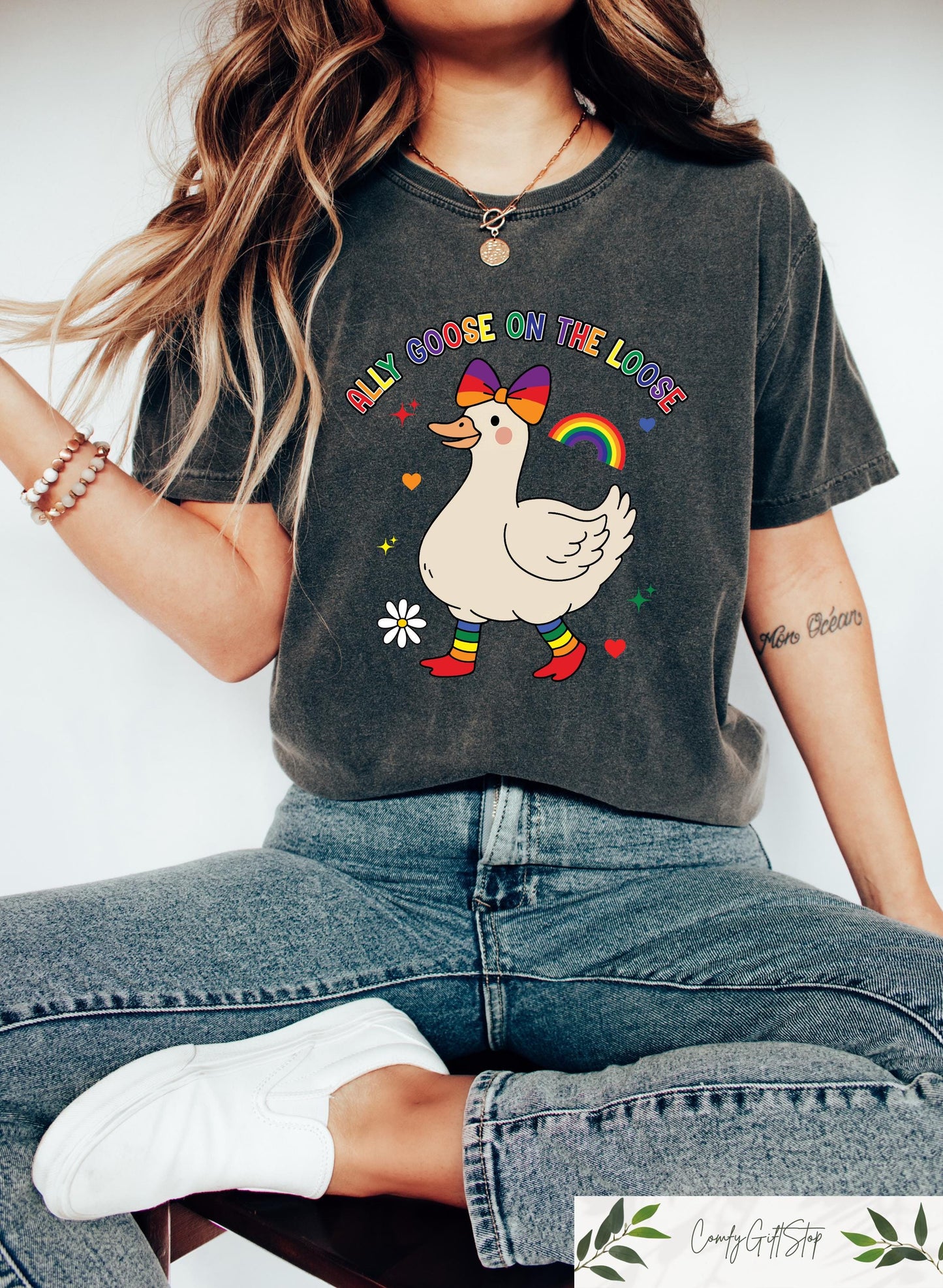 Ally Goose On The Loose T shirt Pride Ally Shirt LGBTQ Support Crewneck Queer Rights Gift Pride Month Tee Social Justice Shirt Graphic Tee – Aesthetic Look · Trending Graphic Apparel