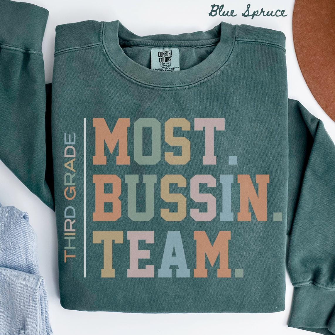 Comfort Colors Third Grade Team Sweatshirt Teacher Sweatshirt 3rd Grade Crewneck Back to School Tee Third Grade Department Gifts Crew Sweatshirt – Aesthetic Look · High-Quality Print