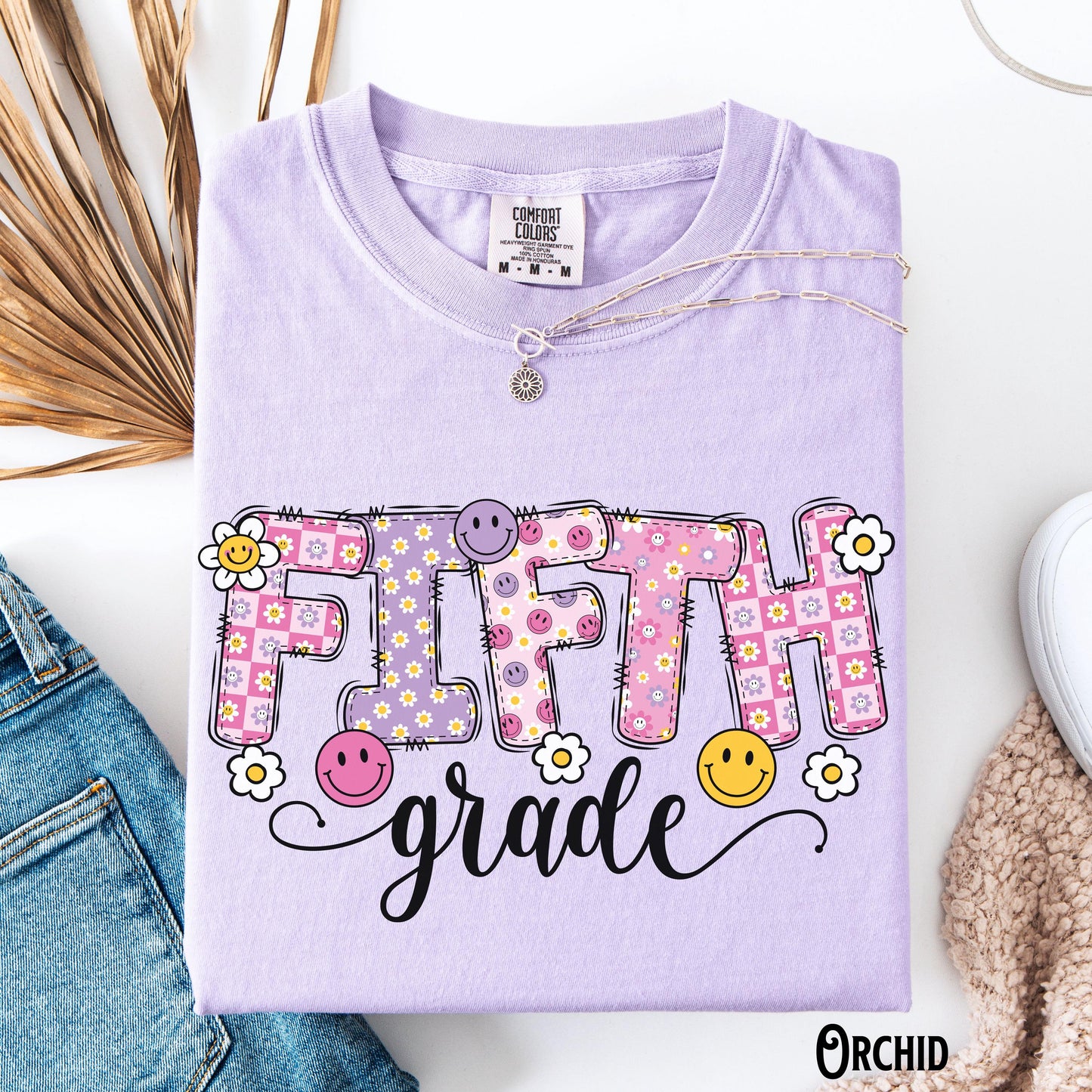 Fifth Grade Teacher Shirt Teach Tee 5th Grade T Shirt Back to School Happy Face Flower Appreciation Gift for Teacher Graphic Tee – Everyday Comfort · Great Gift For Fans