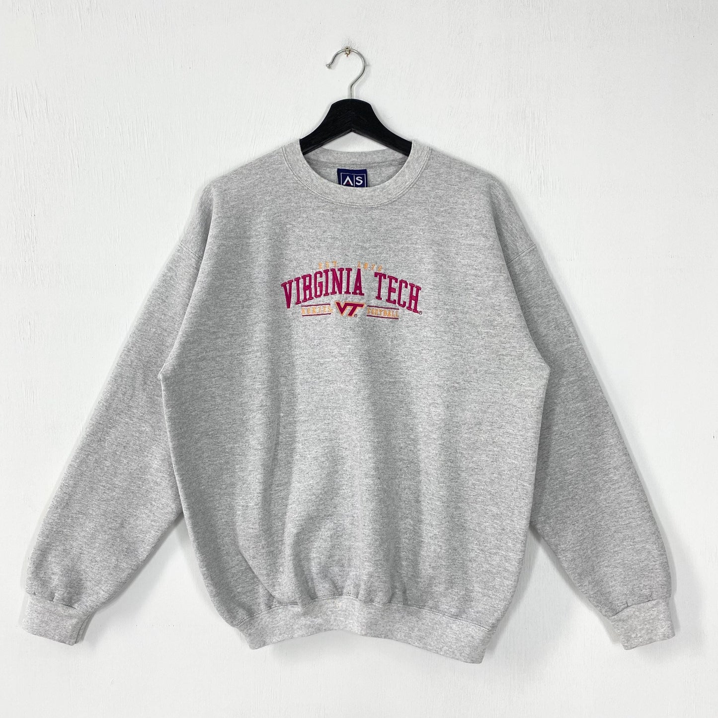 Vintage Virginia Polytechnic Institute Sweatshirt Virginia Tech Crewneck Virginia Sweater Virginia Tech Hokies Embroidered Logo Grey Medium Sweatshirt – Feel-Good Design · Great Gift For Fans