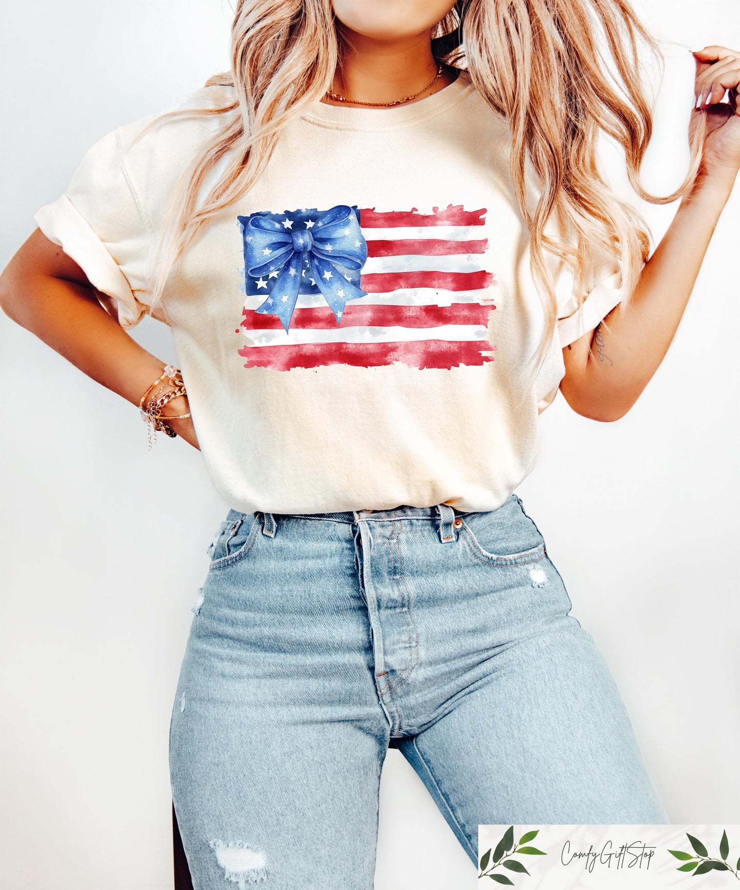 Coquette Bow American Flag Shirt 4th Of July T shirt Women39s Independence Day Gift Freedom Crewneck Patriotic Mom Shirt USA Flag Tee Graphic Tee – Easygoing Wear · High-Quality Print