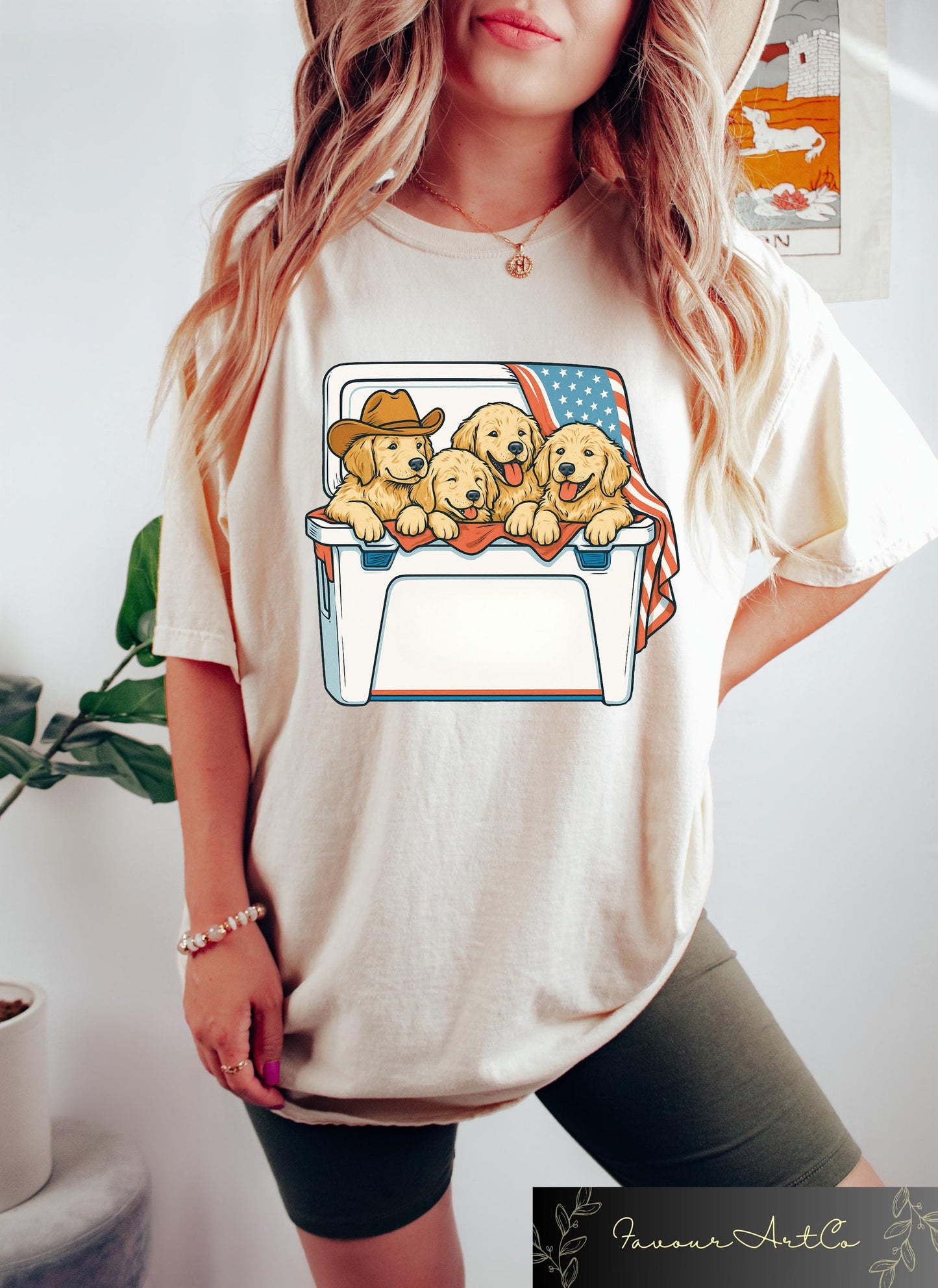Retro Comfort Golden Light T shirt 4th Of July Shirt Retro American Golden Retriever Tee Independence Day Gift Patriotic Dog Outfit Graphic Tee – Premium Graphic · High-Quality Print
