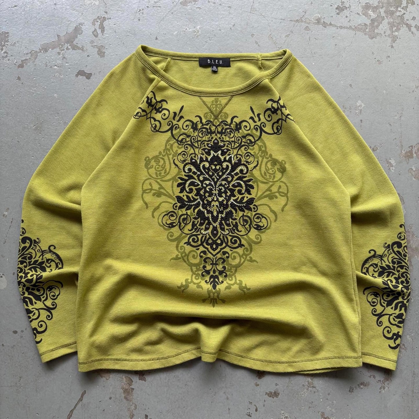 Vintage Y2K Rhinestone Affliction Style Grunge Thermal Shirt Graphic Tee – Warm & Stylish · Top Pick For Any Outfit
