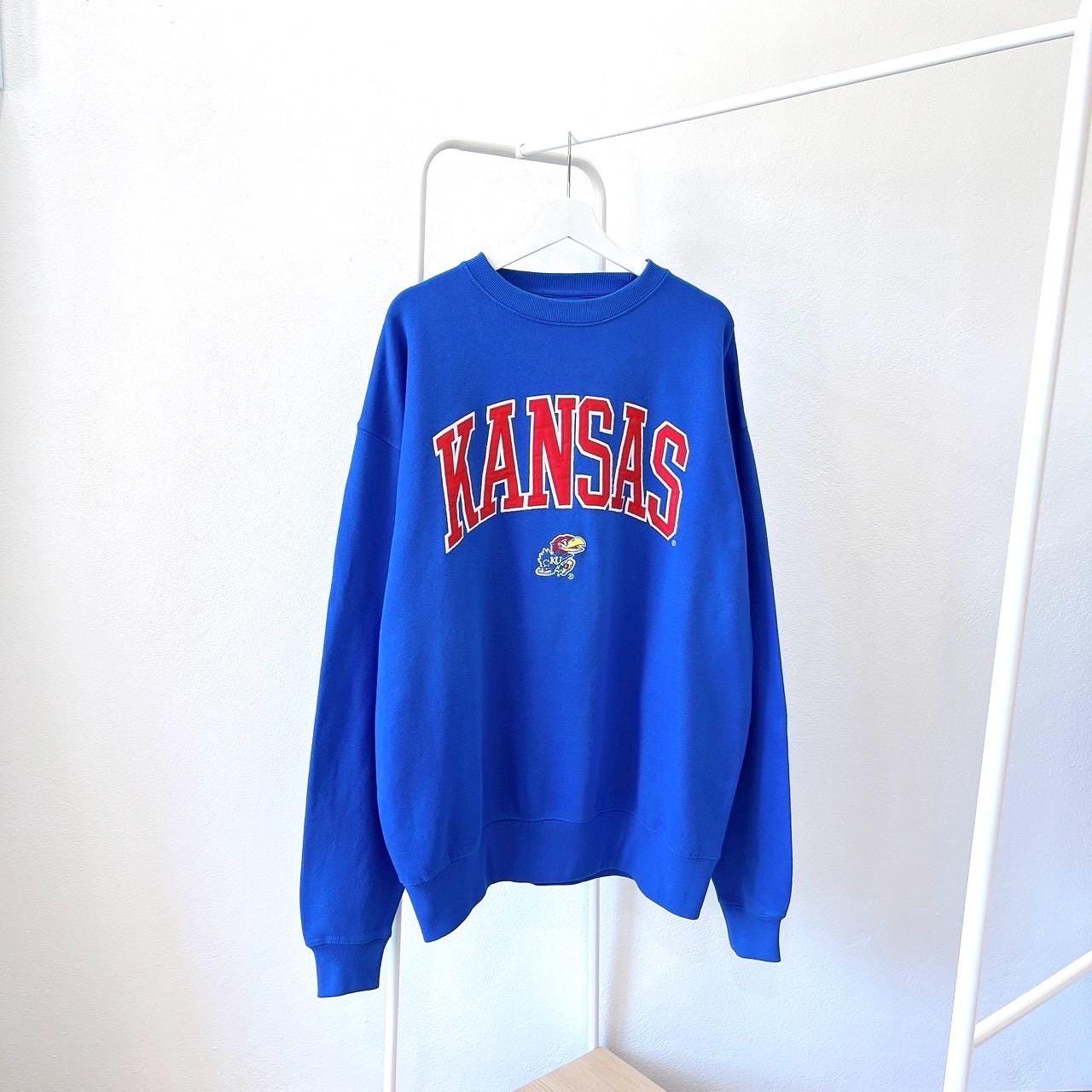 Vintage 00s Kansas Jayhawks NCAA vintage J America sportswear embroidery blue sweatshirt 2XL Sweatshirt – Soft Feel · High-Quality Print