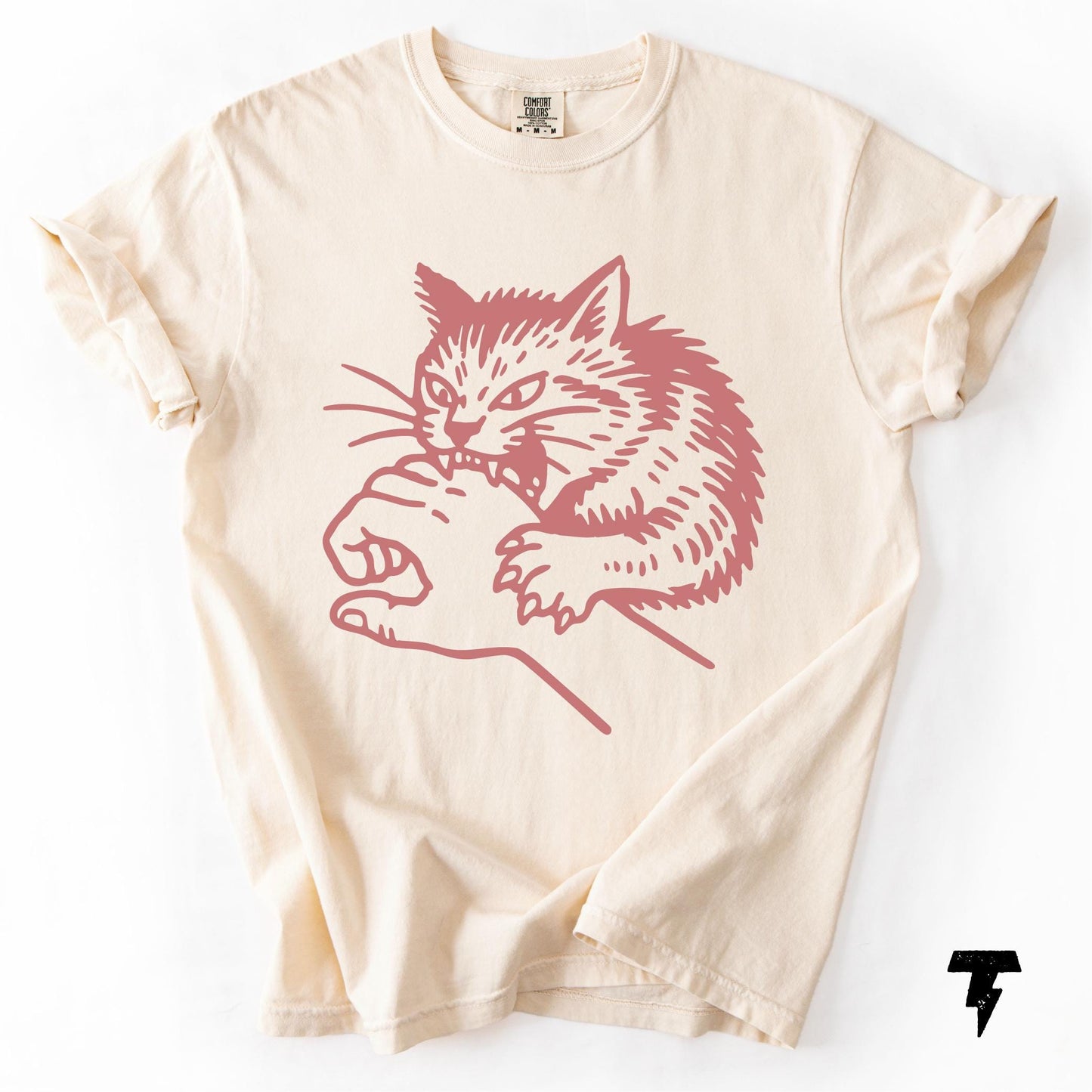 Funny Cat Attacking Biting Hand Shirt Cat Lover Gift Mean Cat Shirt Cat Mom Tee Crazy Cat Lady Top Graphic Tee – Bold Style · Top Pick For Any Outfit